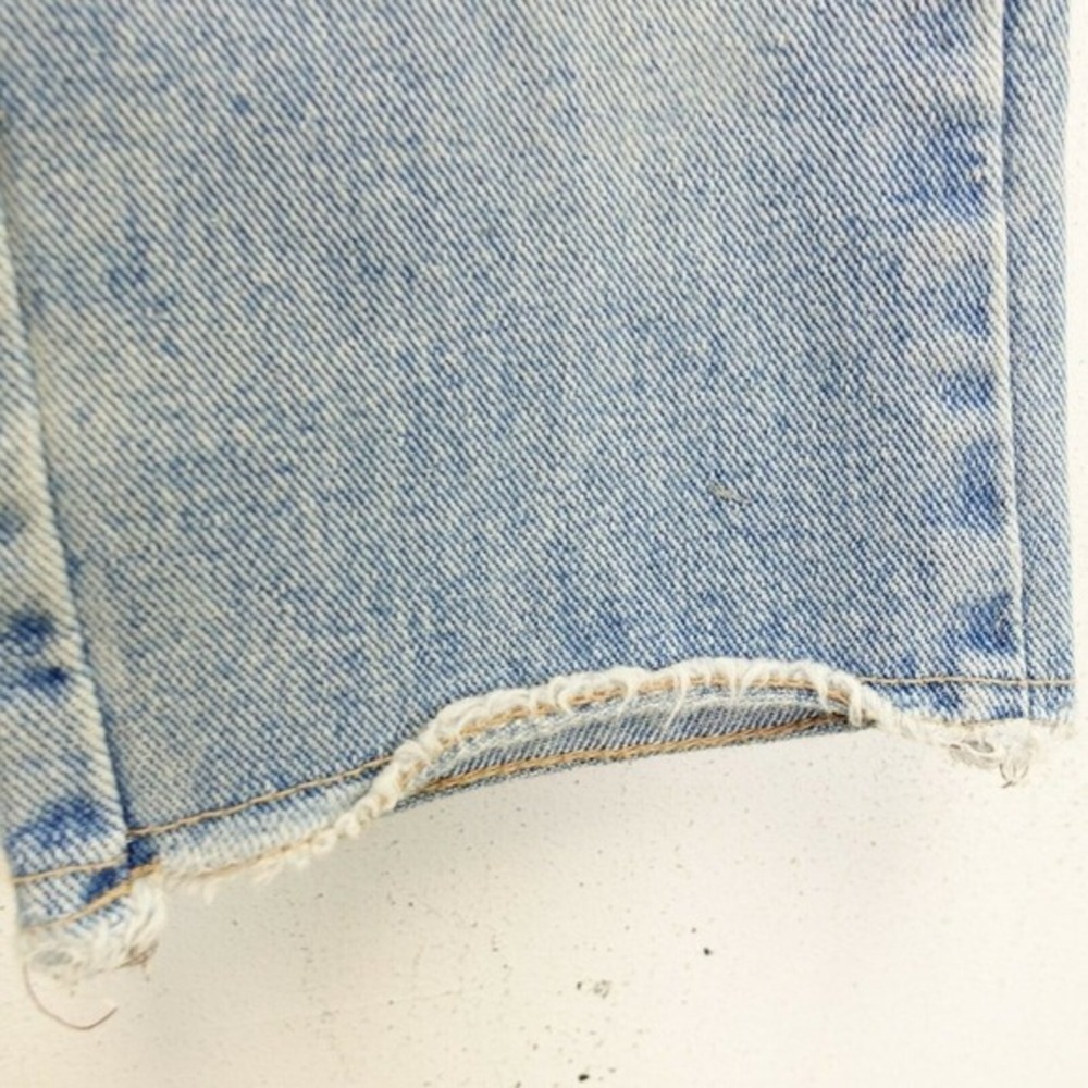 90s Y2K Festival Girls Jeans 8 Blue Distressed Denim Straight Raw Edge RAVE GIRL - Picture 9 of 11